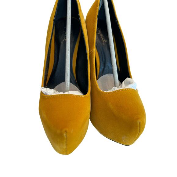 Qupid Marquise06 Velvet Platform Stiletto Pumps High Heel SZ 6.5 Brown Mustard - Picture 10 of 11